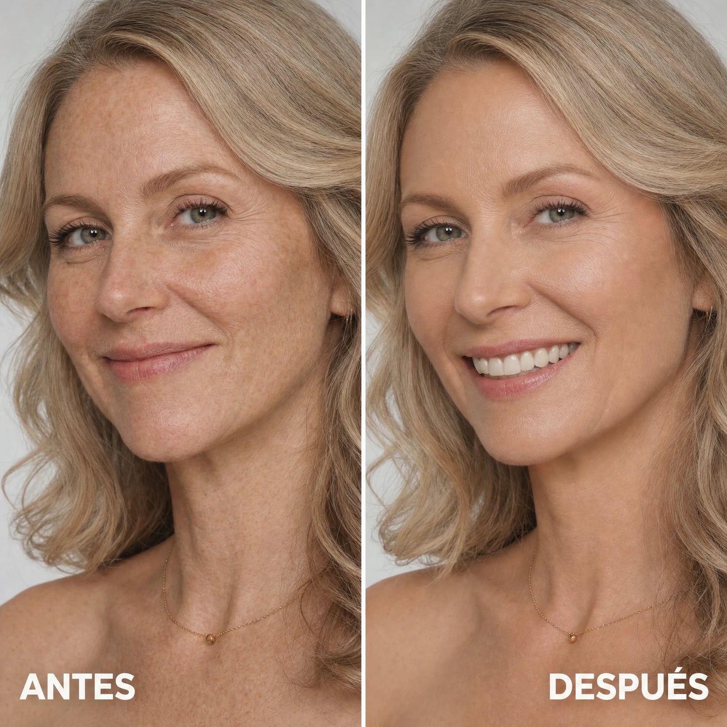 Antes y despues: piel mas uniforme y luminosa