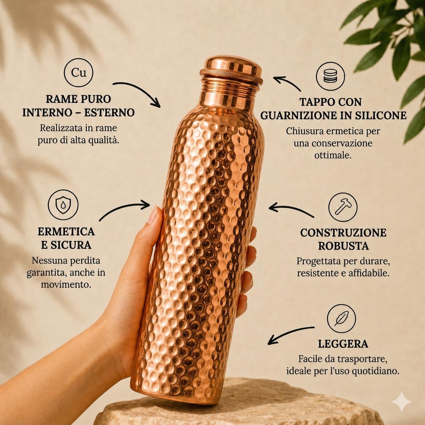 Borraccia in Rame – Senivya | Acqua Purificata Naturalmente, Senza Plastica